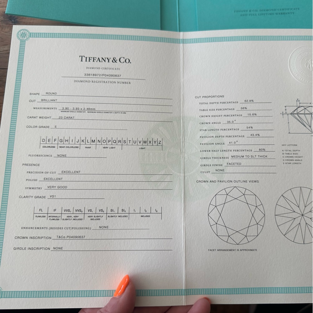 NEW Tiffany&Co. Sz 6 Platinum VS1 Round Brilliant Diamond Ring w/Paperwork - Picture 13 of 13